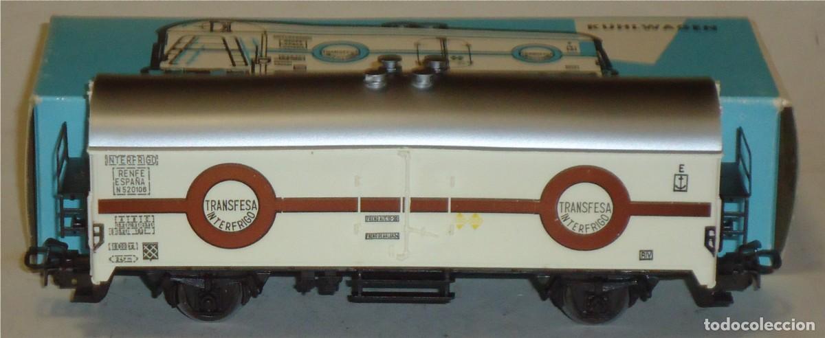 Trenes escala: M&Auml;RKLIN HO, VAG&Oacute;N FRIGOR&Iacute;FICO RENFE &rdquo;TRANSFESA INTERFRIGO&rdquo; COLOR BLANCO REF. 4640