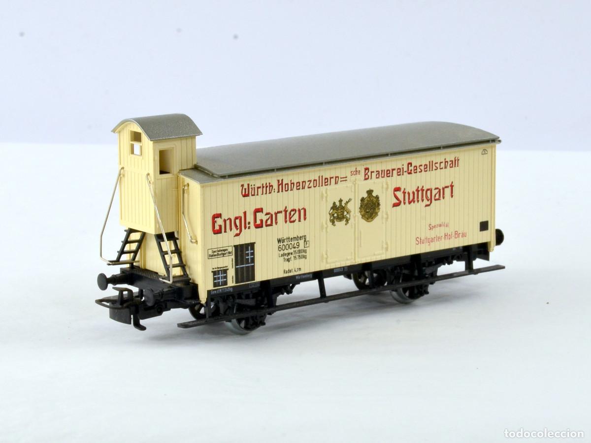 Trenes escala: M&auml;rklin Trenes Escala H0 4677 Vag&oacute;n de Mercanc&iacute;as con Garita Engl. Garten Stuttgart con Caja