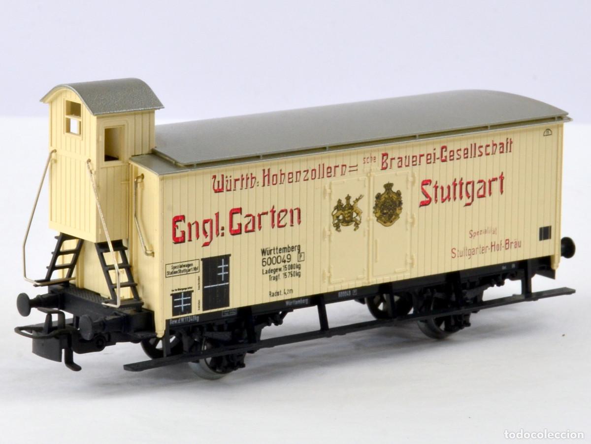 Trenes escala: M&auml;rklin Trenes Escala H0 4677 Vag&oacute;n de Mercanc&iacute;as con Garita Engl. Garten Stuttgart con Caja
