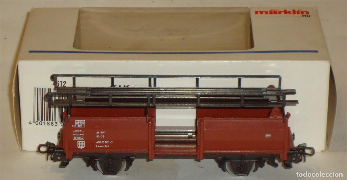 Trenes escala: M&Auml;RKLIN H0, VAG&Oacute;N EXCELENTE TRANSPORTE DE COCHES Laaes 541 REF. 4612, CON CAJA