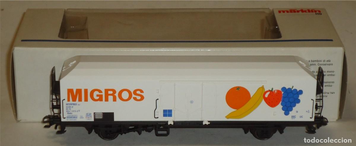 Trenes escala: M&Auml;RKLIN HO, VAG&Oacute;N EXCELENTE FRIGOR&Iacute;FICO F.S. &rdquo;MIGROS&rdquo; REF. 4738, CON CAJA