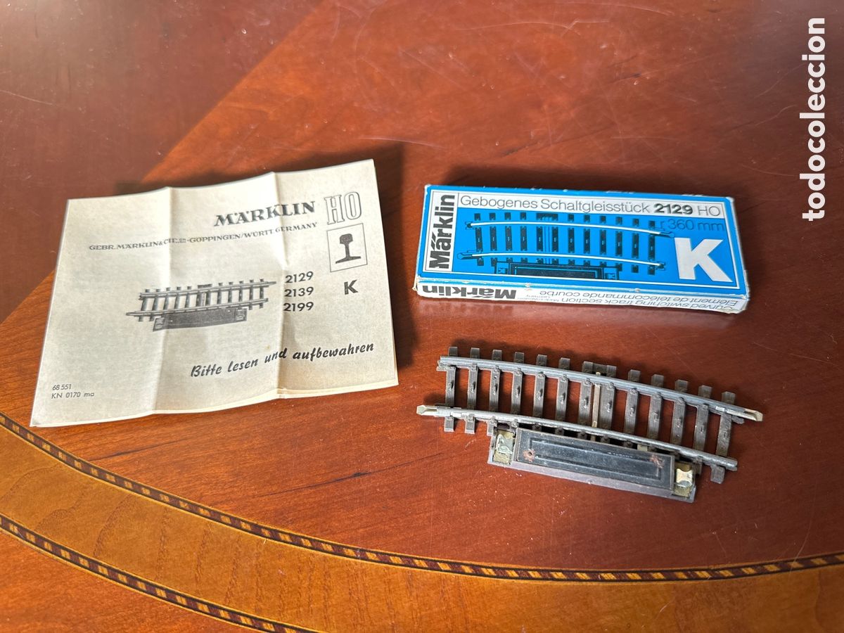 Trenes escala: Marklin Ref: 2129 - V&iacute;a curva para coger corriente accesorios para maqueta v&iacute;a K - Escala H0