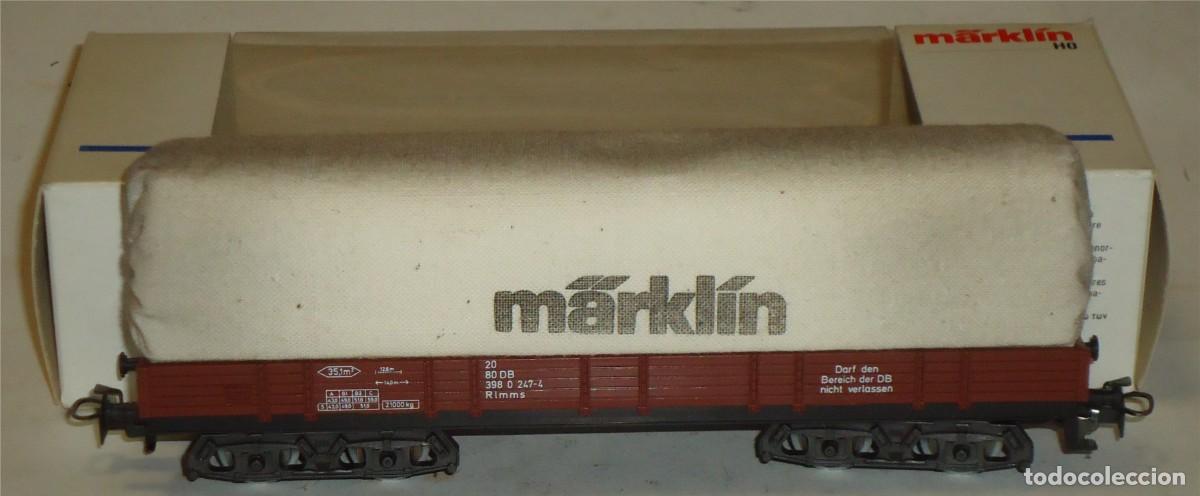 Trenes escala: M&Auml;RKLIN HO, VAG&Oacute;N BORDE BAJO Rlmms DB EXCELENTE CON LONA REF. 4475, CON CAJA