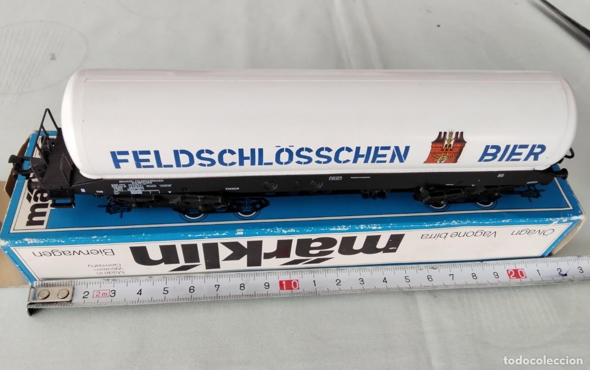 Trenes escala: VAGON CISTERNA FELDSCHLOSSCHEN BIER , MARCA MARKLIN , NUEVO EN SU CAJA , ESCALA HO
