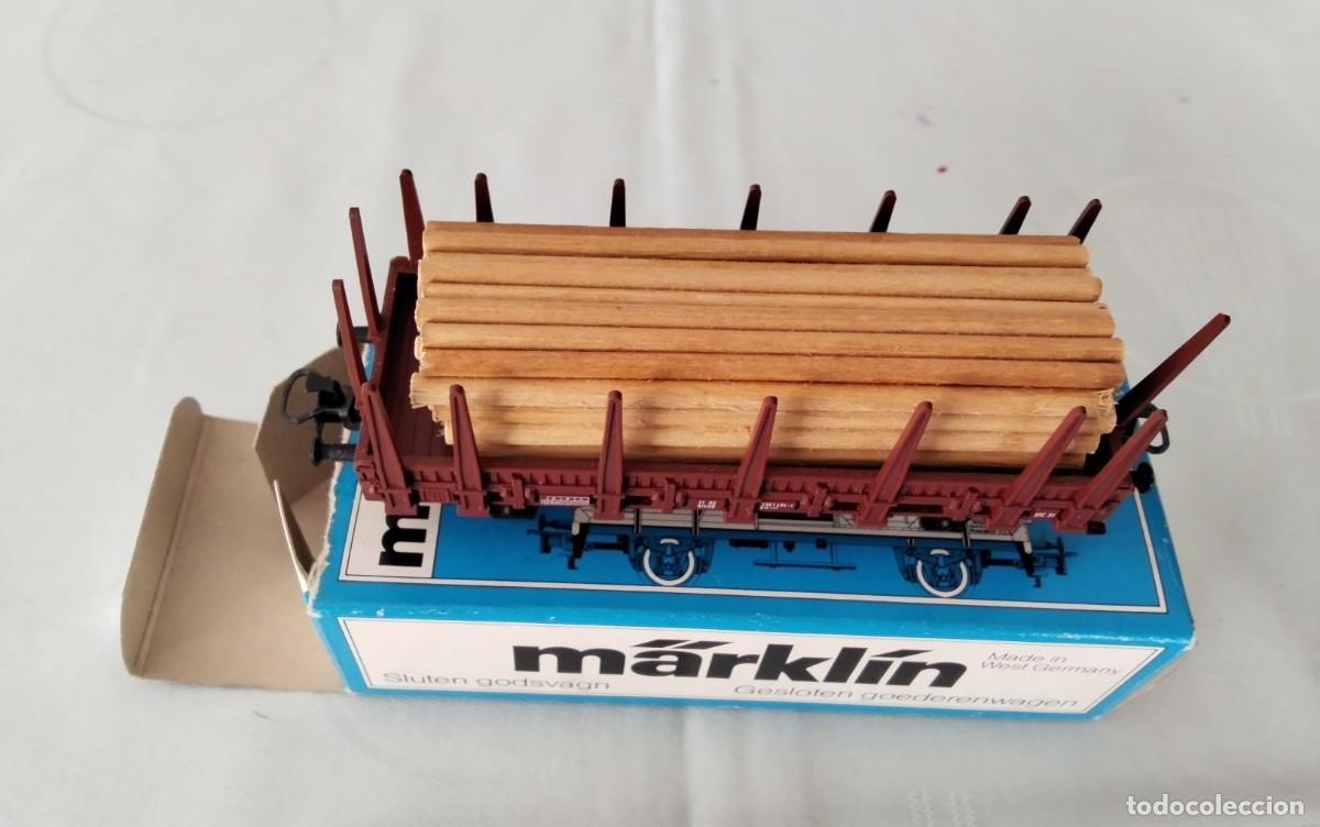 Trenes escala: VAGON DE CARGA ABIERTO MADERA MARCA MARKLIN HO , NUEVO EN SU CAJA