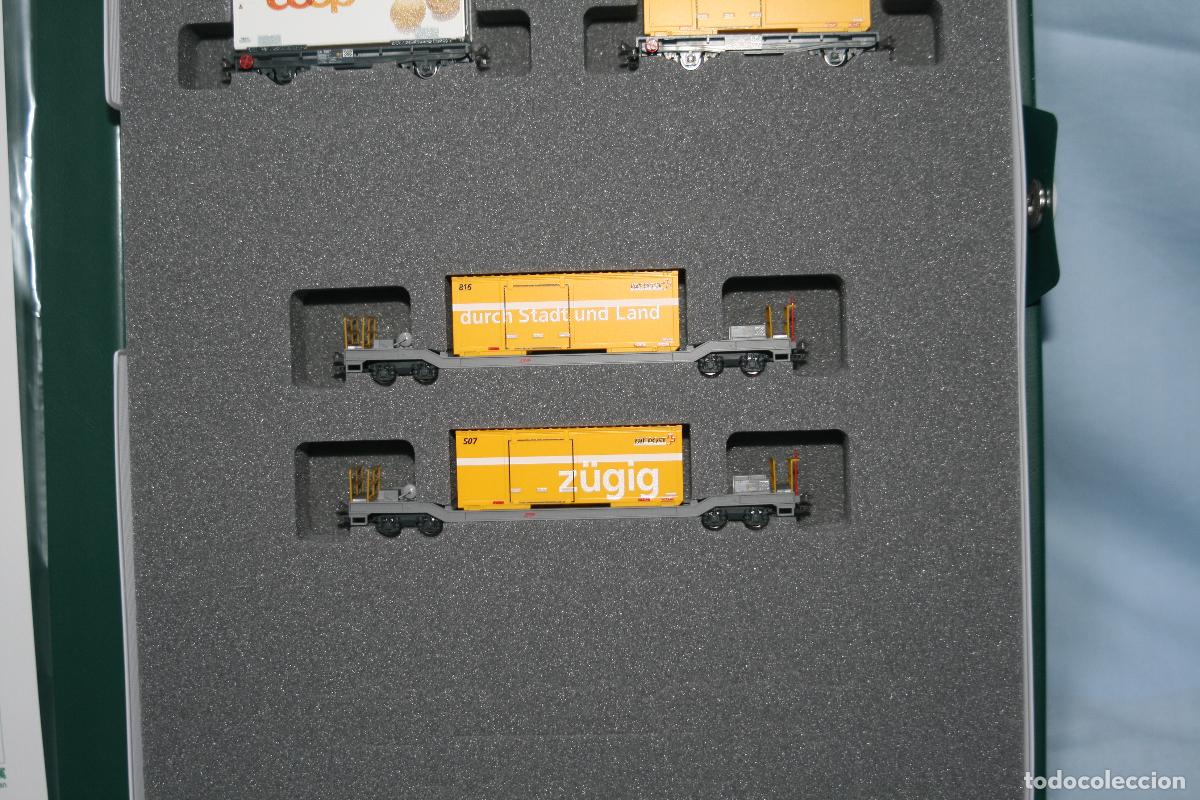 Trenes escala: KATO N PLATAFORMA CON CONTAINER RHB SET DE 8 - Foto 4