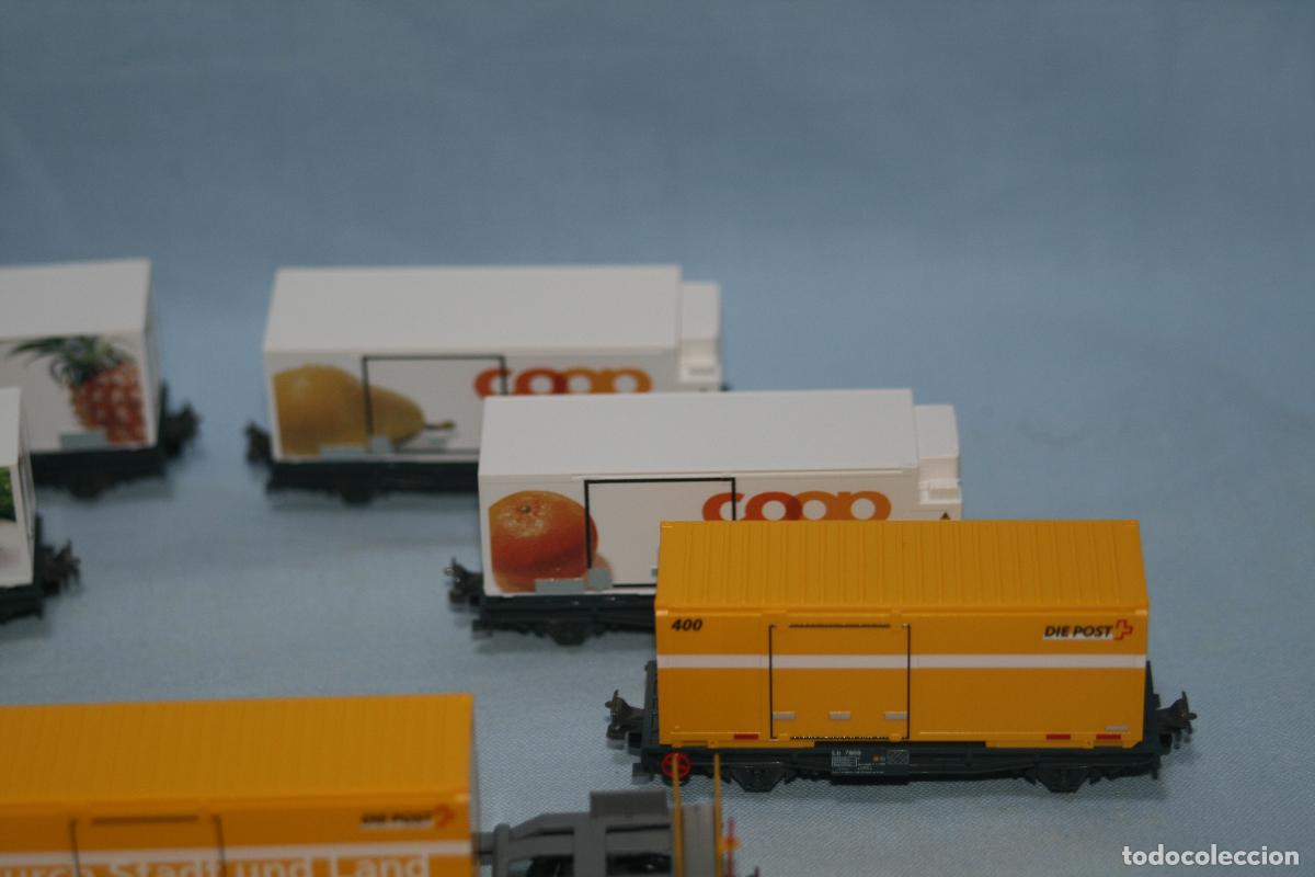 Trenes escala: KATO N PLATAFORMA CON CONTAINER RHB SET DE 8 - Foto 7