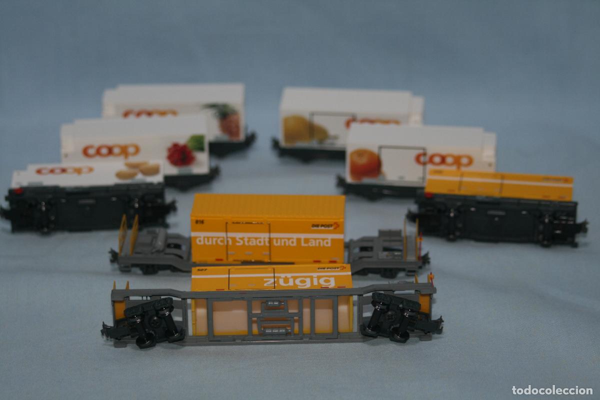 Trenes escala: KATO N PLATAFORMA CON CONTAINER RHB SET DE 8 - Foto 9