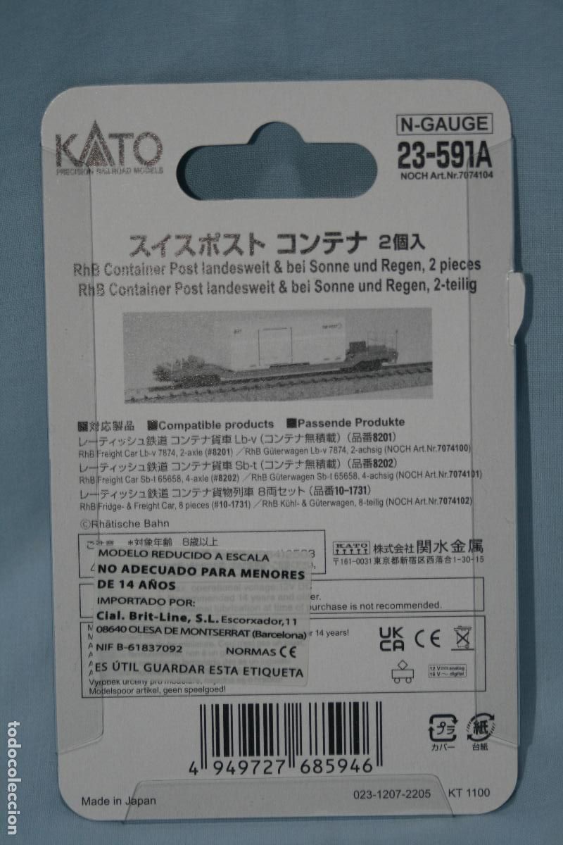 Trenes escala: KATO RHB CONTENEDOR SWISS POST SET DE 2 - Foto 3