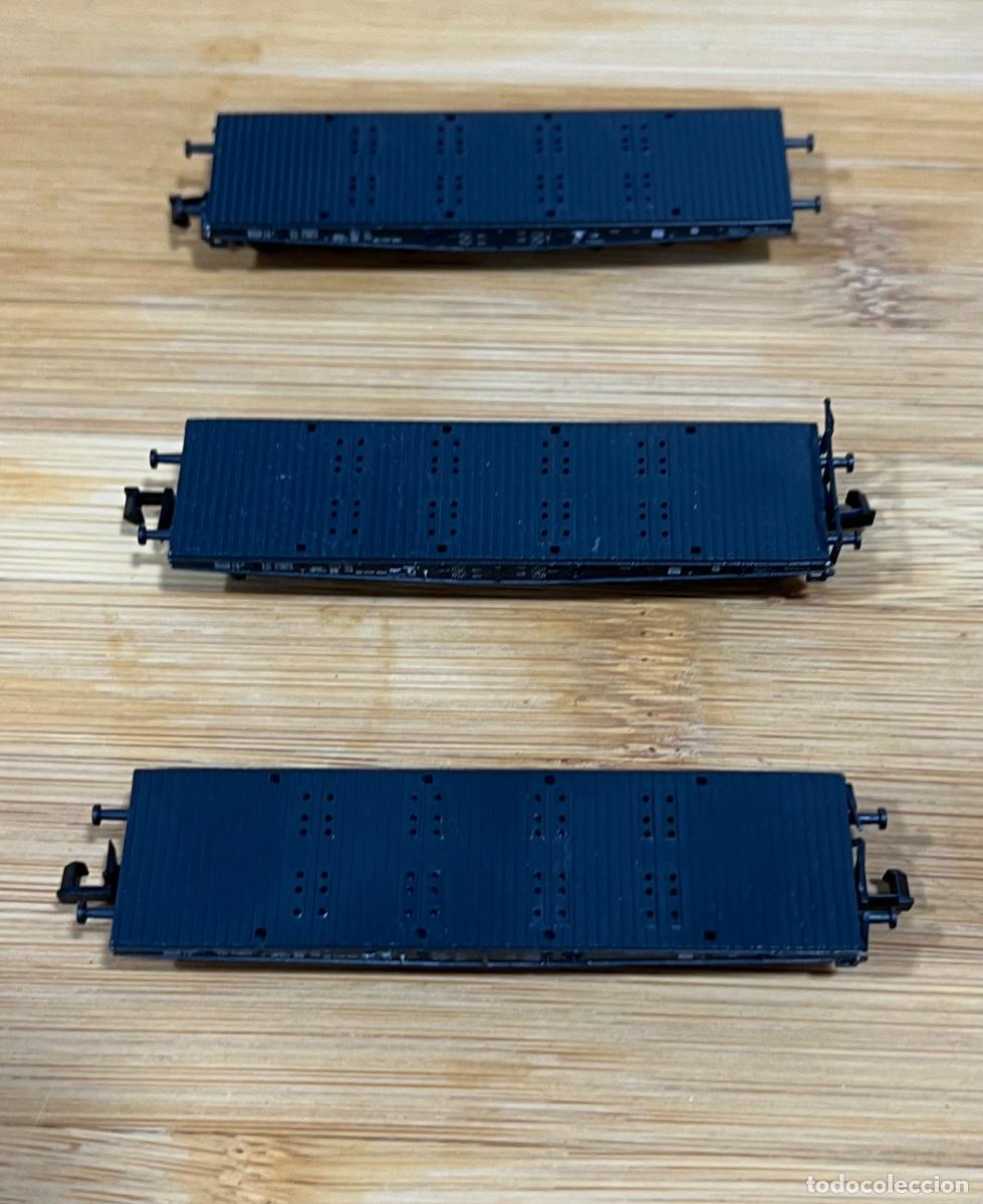 Trenes escala: 3 plataformas de carga Minitrix N - Foto 1