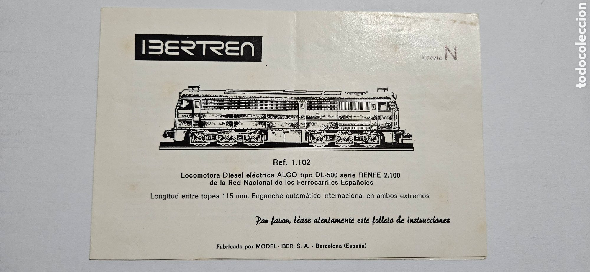 Trenes Escala: IBERTREN- MANUAL DE INSTRUCCIONES LOCOMOTORA DIESEL ALCO REF 1102 N
