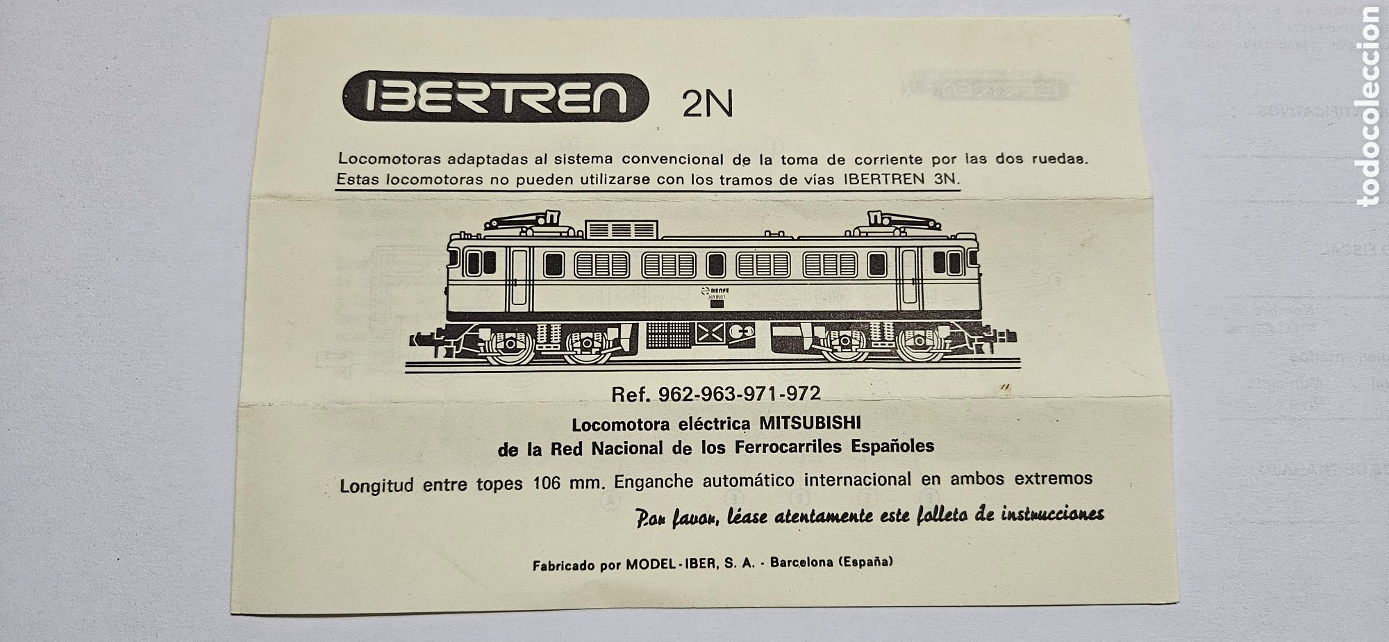 Trenes Escala: IBERTREN- MANUAL DE INSTRUCCIONES LOCOMOTORA EL&Eacute;CTRICA MITSUBISHI REF 962-963-971-972 2N