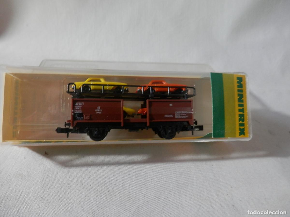 Trenes escala: VAGON PORTACOCHES ESCALA N DE MINITRIX