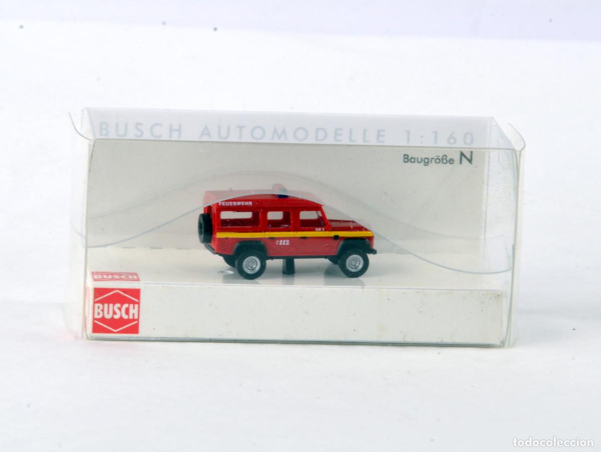 Trenes escala: Busch Escala N 1:160 Land Rover Defender Bomberos Impecable con Caja
