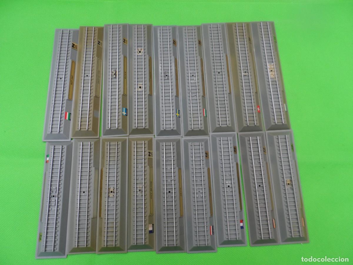 Trenes escala: 18 PEANAS VIAS PARA EXPOSITOR LOCOMOTORAS ESCALA N