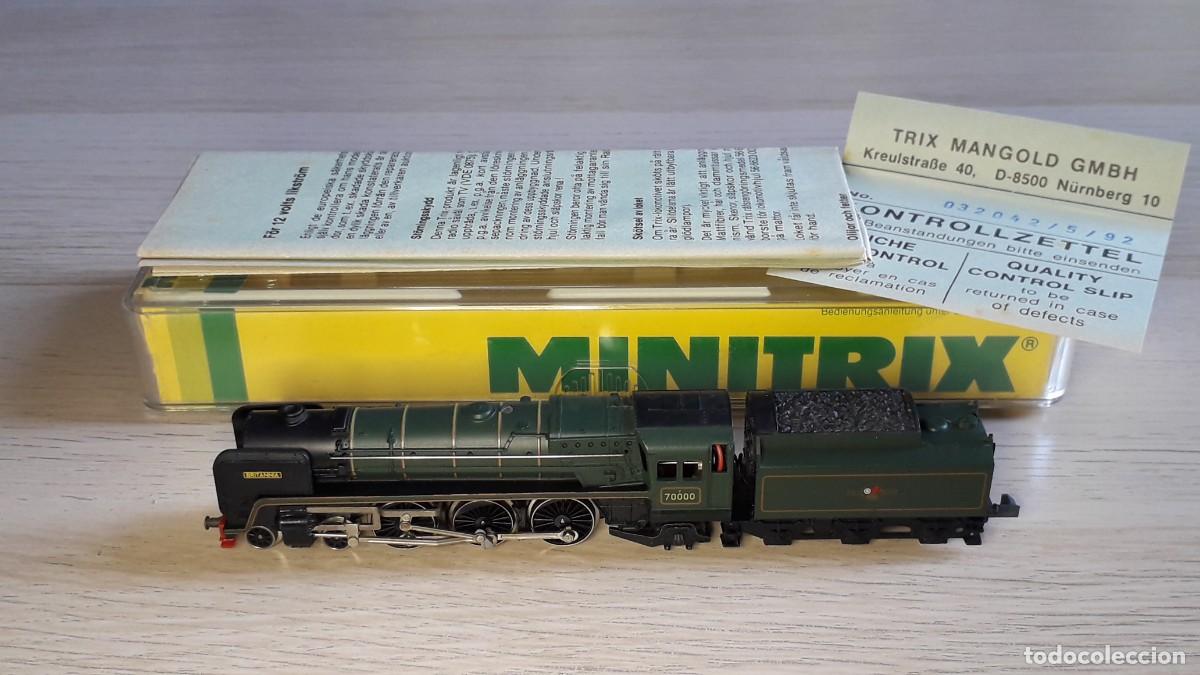 Trenes escala: Locomotora Britannia 70000 BR con luz # 12037, esc N, Minitrix made in Germany, original a&ntilde;os 80.