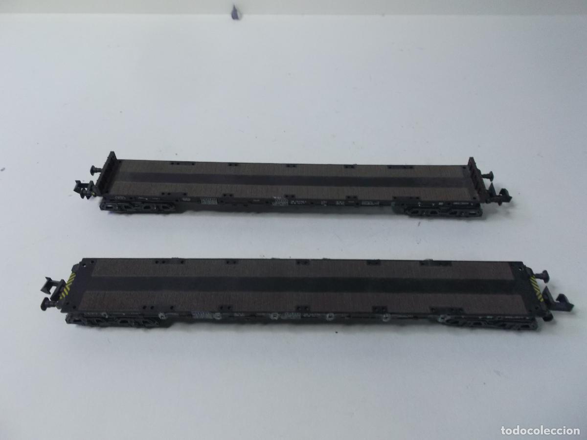 Trenes escala: LOTE VAGONES PORTACONTENEDOR ESCALA N DE MINITRIX