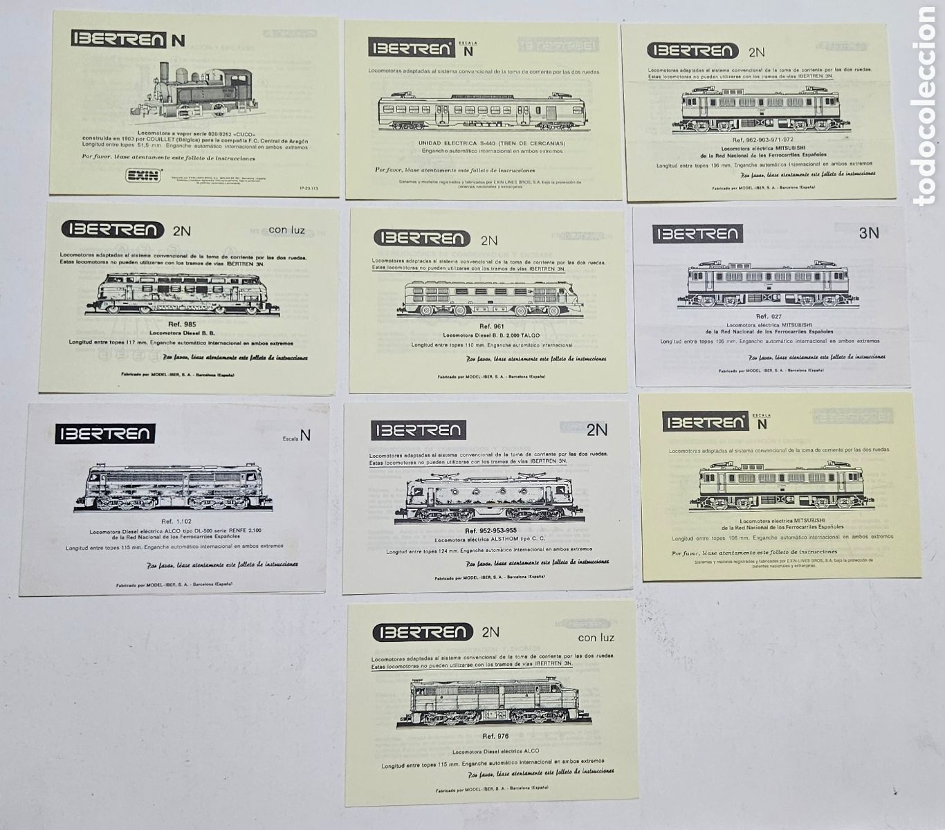 Trenes escala: LOTE JAVIER - IBERTREN- 10 X MANUALES DE INSTRUCCIONES