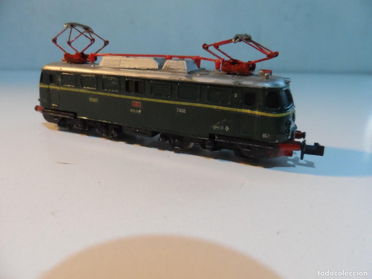 Trenes escala: LOCOMOTORA RENFE 274- 7408 BA&Ntilde;ERA ARTESANAL MINITRIX ESCALA N