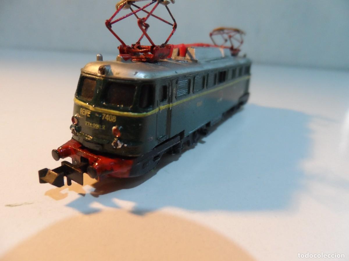 Trenes escala: LOCOMOTORA RENFE 274- 7408 BA&Ntilde;ERA ARTESANAL MINITRIX ESCALA N