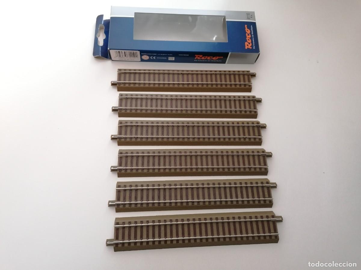 Trenes Escala: Roco H0 61110 Lote de 6 V&iacute;as Rectas 20 cm Nuevo