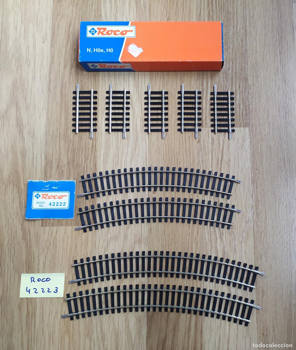 Trenes escala: ROCO H0 Lote de 9 v&iacute;as distintas medidas, 5 rectas x 42206, 2 curvas x 42222 y 2 curvas x 42223.