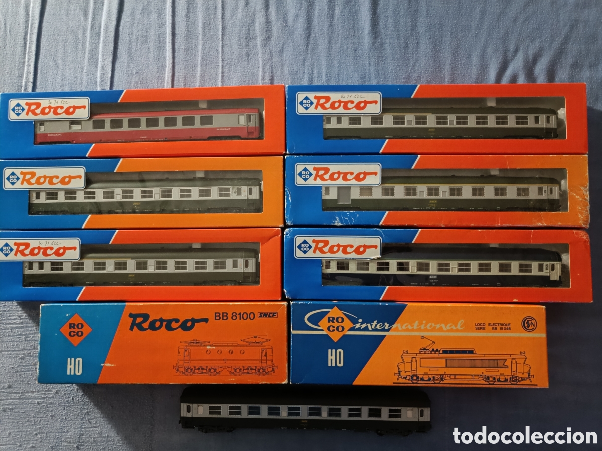 Trenes escala: Lote SNCF 2 locomotoras + 7 coches de pasajeros Roco H0