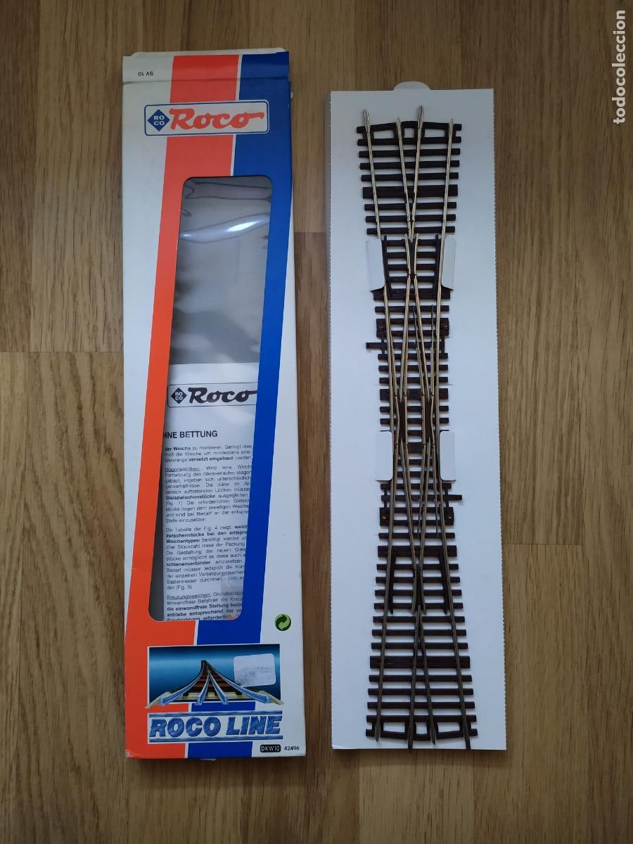 Trenes escala: ROCO H0 Cruce doble DKW10 longitud 345 mm, radio efectivo del desv&iacute;o 959 mm, &aacute;ngulo 10 grados