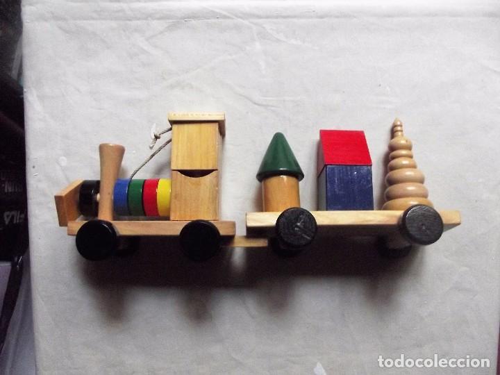 Trenes escala: MAQUINA ARRASTRE  CON REMOLQUE  EN MADERA - Foto 1