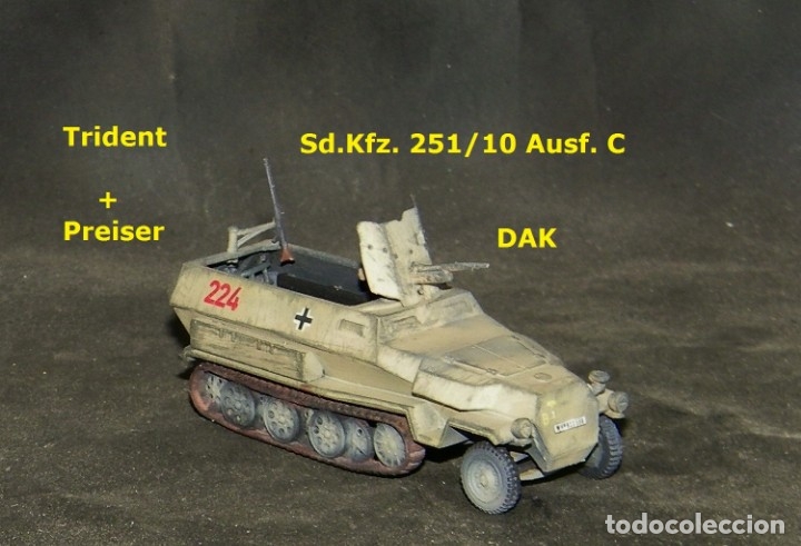 Trenes escala: Sd.Kfz 251/10 del DAK, 1/87 Trident + Preiser - Foto 1