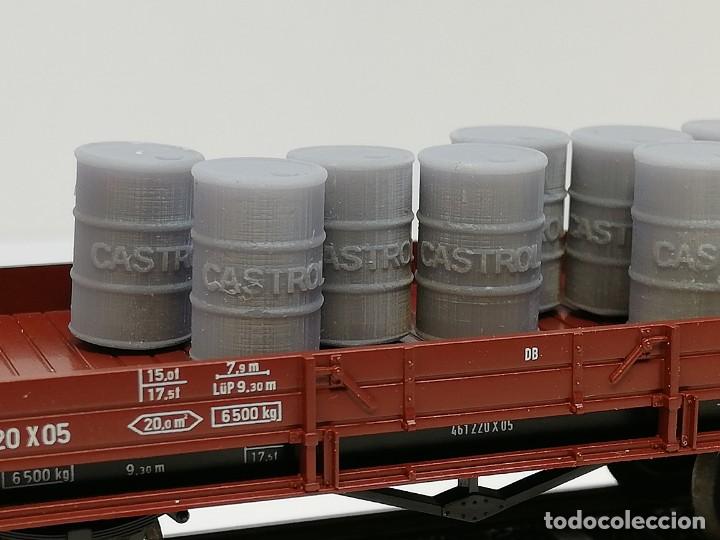 Trenes escala: BARRILES ACEITE CASTROL ESCALA H0 - Foto 2