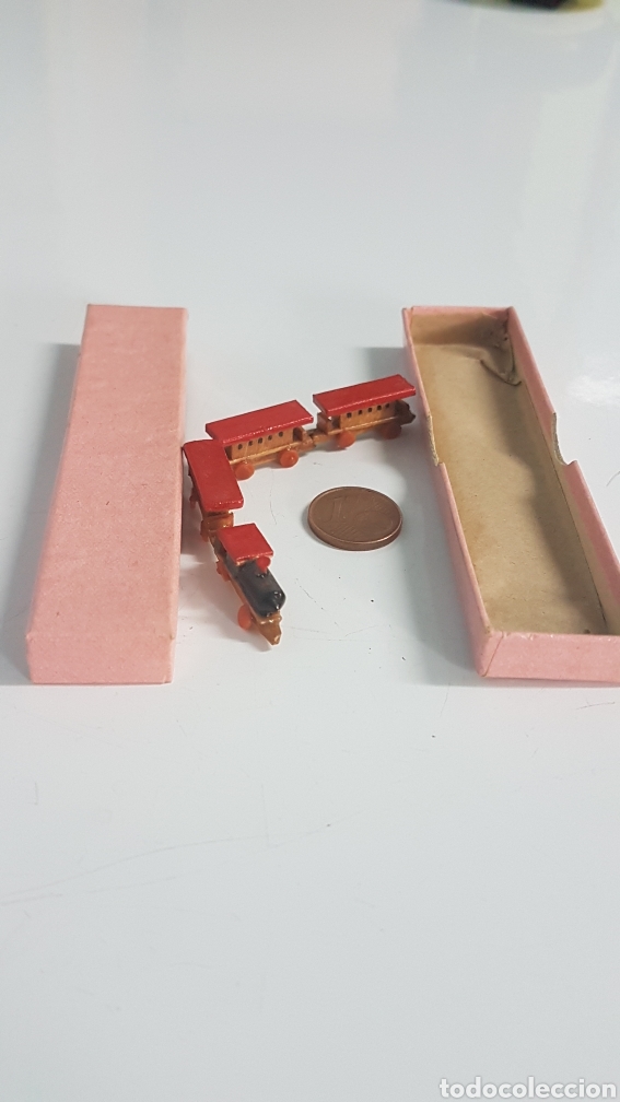 Trenes escala: MINIATURA TREN DE MADERA 9 Cm largo - Foto 2