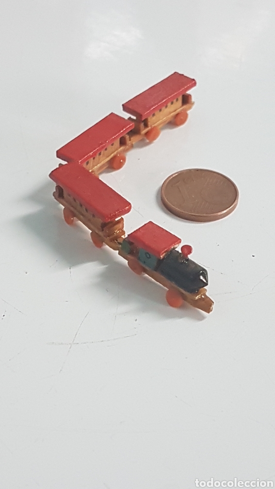Trenes escala: MINIATURA TREN DE MADERA 9 Cm largo - Foto 3