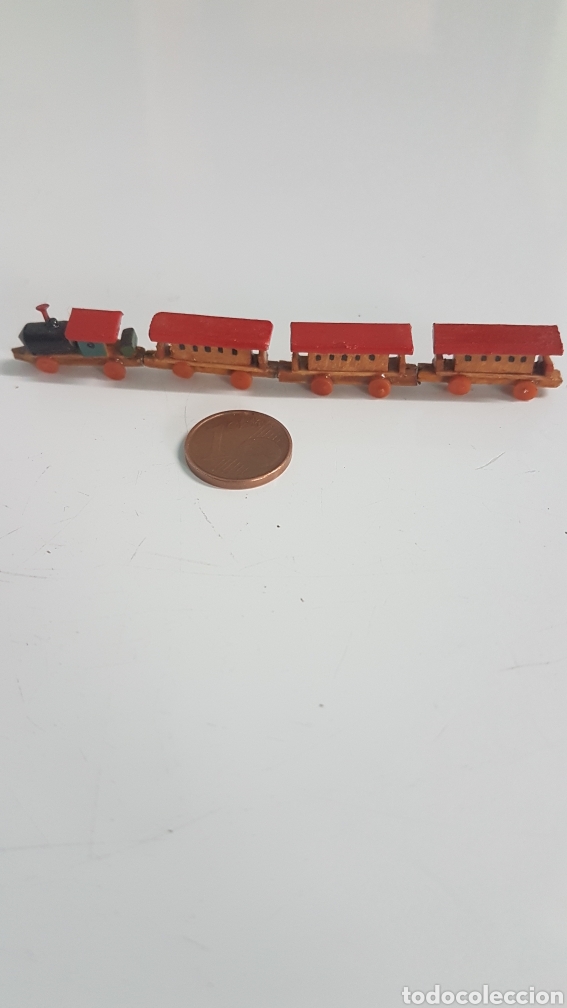 Trenes escala: MINIATURA TREN DE MADERA 9 Cm largo - Foto 4