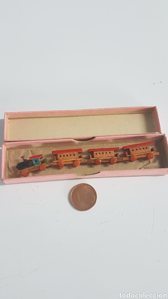 Trenes escala: MINIATURA TREN DE MADERA 9 Cm largo - Foto 1