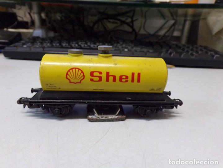 Trenes escala: ESTAMOS LIQUIDANDO. TREN VAGON ANTIGUO CISTERNA SHELL REF 153 - Foto 1