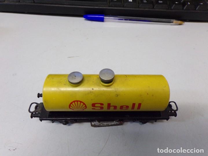 Trenes escala: ESTAMOS LIQUIDANDO. TREN VAGON ANTIGUO CISTERNA SHELL REF 153 - Foto 2