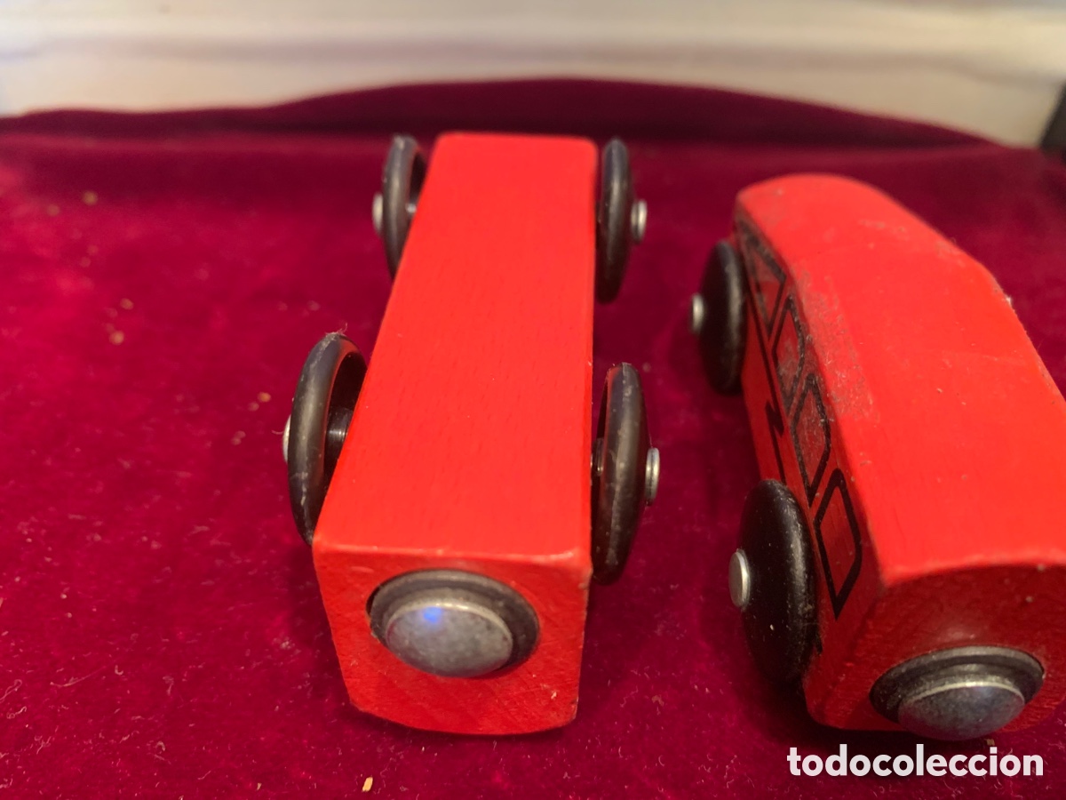 Trenes escala: Antiguos vagones de tren madera e imanes. - Foto 2