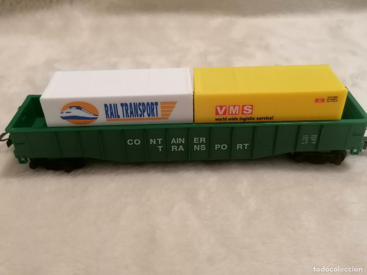 Trenes escala: VAGON TRANSPORTE CON DOS CONTAINER - Foto 2