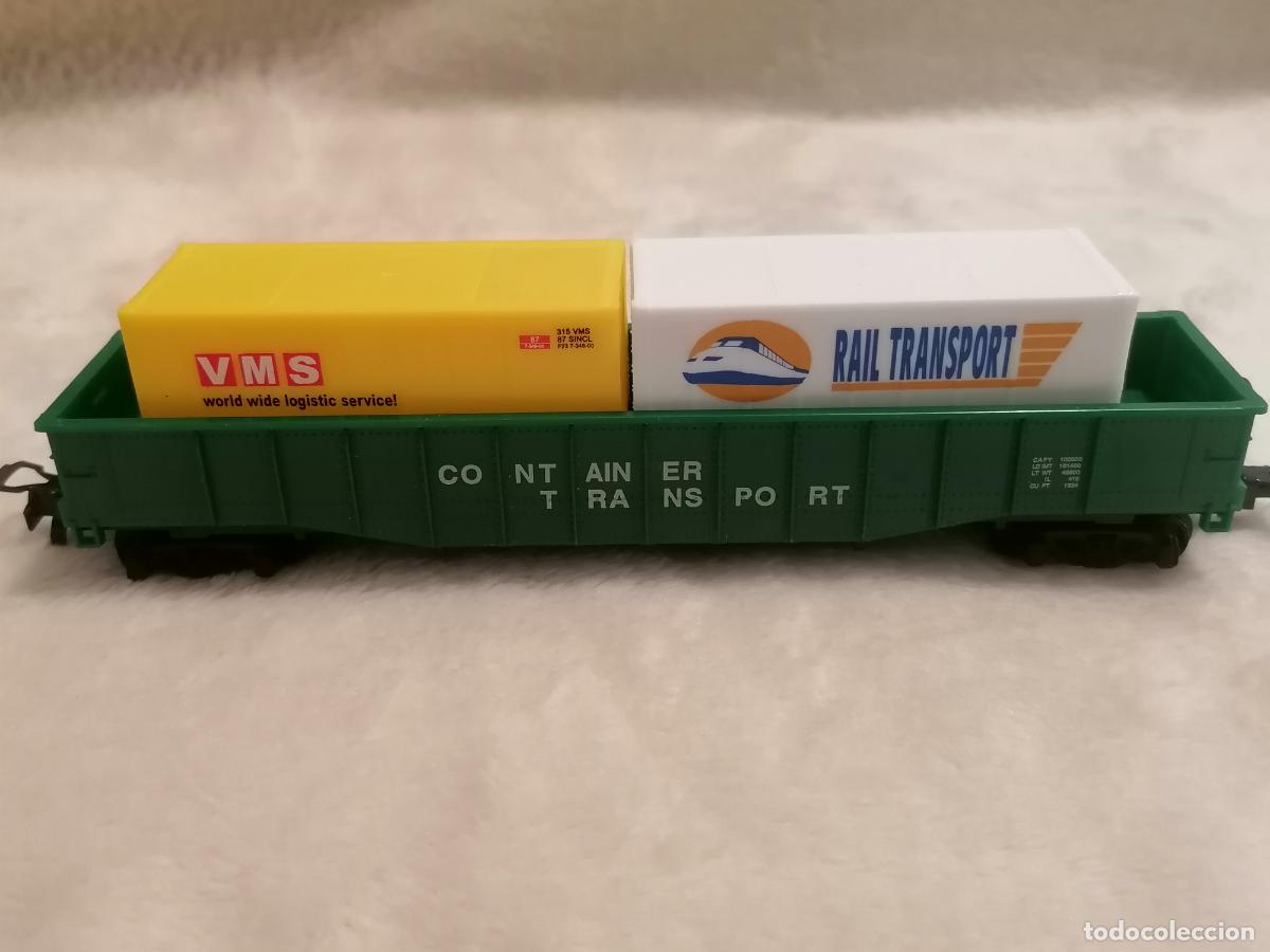 Trenes escala: VAGON TRANSPORTE CON DOS CONTAINER - Foto 1