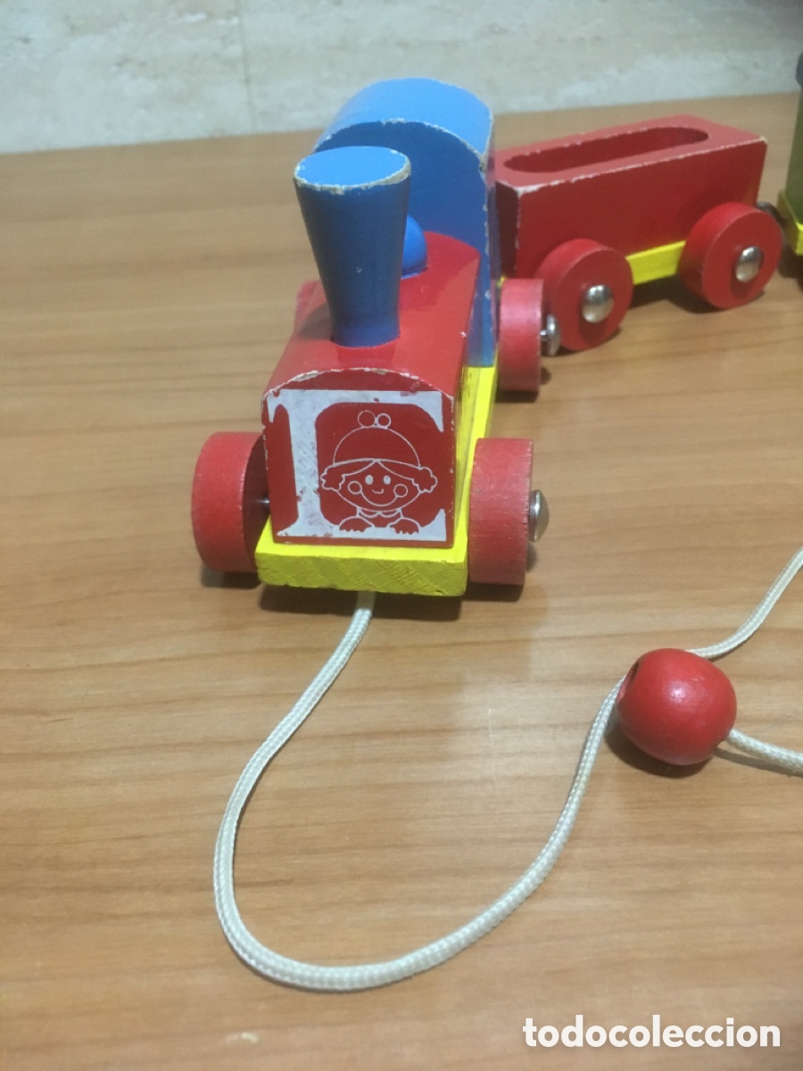 Trenes escala: TREN DE MADERA PINTADO A MANO - Foto 2