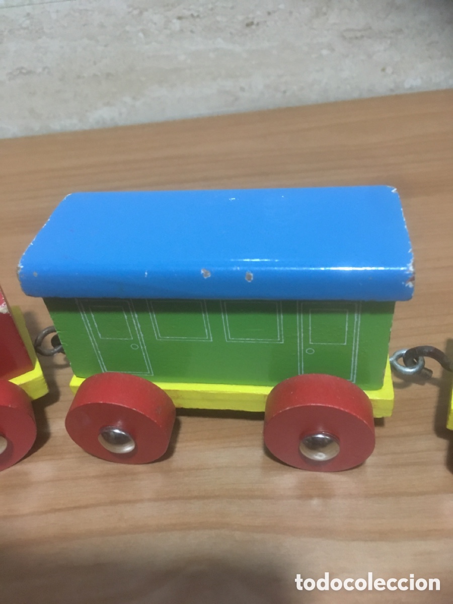 Trenes escala: TREN DE MADERA PINTADO A MANO - Foto 4