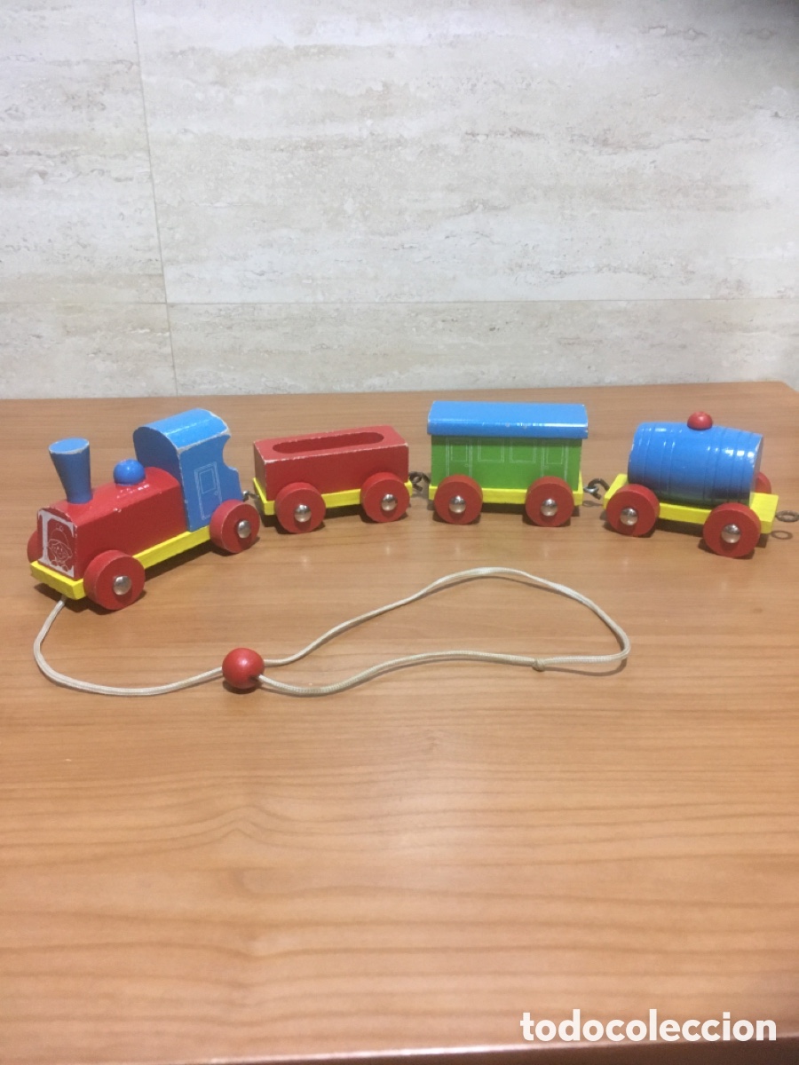 Trenes escala: TREN DE MADERA PINTADO A MANO - Foto 1