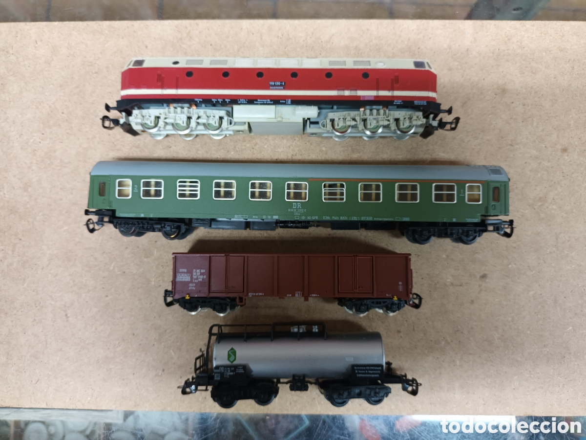 Trenes escala: Escala TT locomotora y 3 vagones - Foto 1