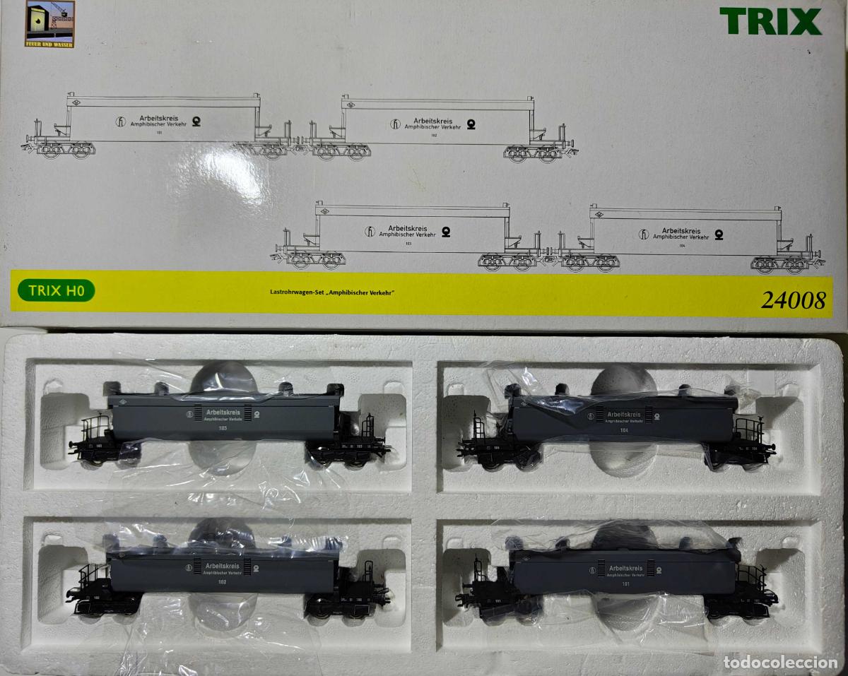 Trenes escala: TRIX SET DE 4 VAGONES TRANSPORTE ANFIBIO REF: 24008 - Foto 1