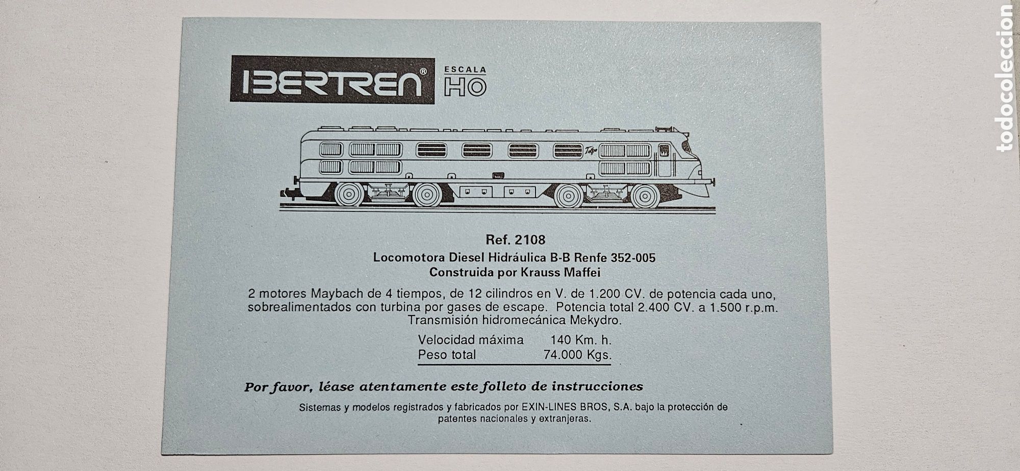Trenes Escala: IBERTREN- MANUAL DE INSTRUCCIONES LOCOMOTORA DI&Eacute;SEL B-B 352-005 REF 2108 ESCALA H0