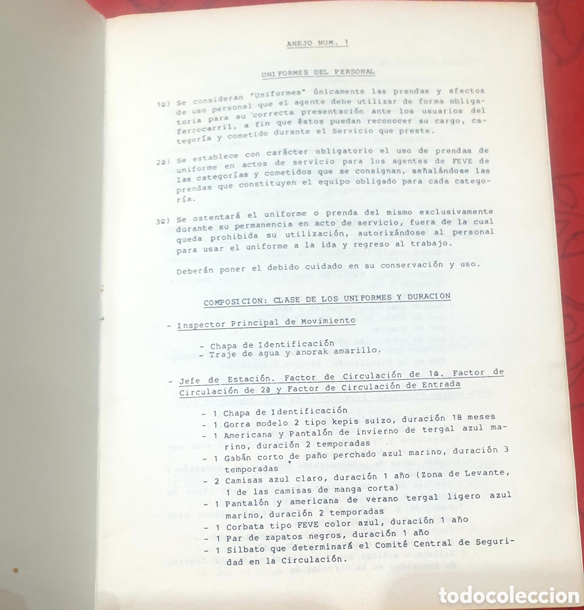 Trenes escala: Reglamento de uniformes FEVE a&ntilde;o 1985 - Foto 3