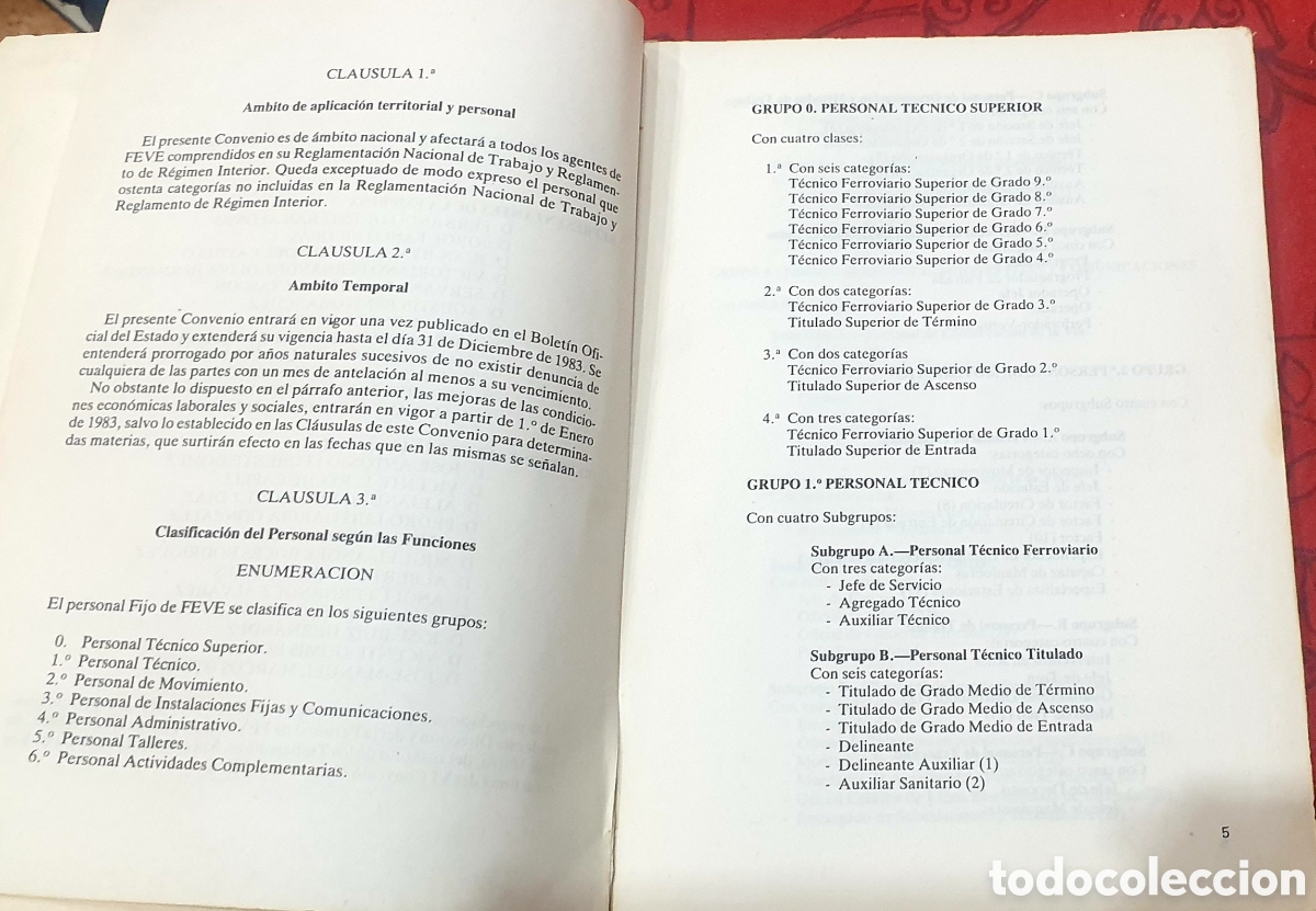 Trenes escala: VI Convenio Colectivo de FEVE. A&ntilde;o 1982 - Foto 3