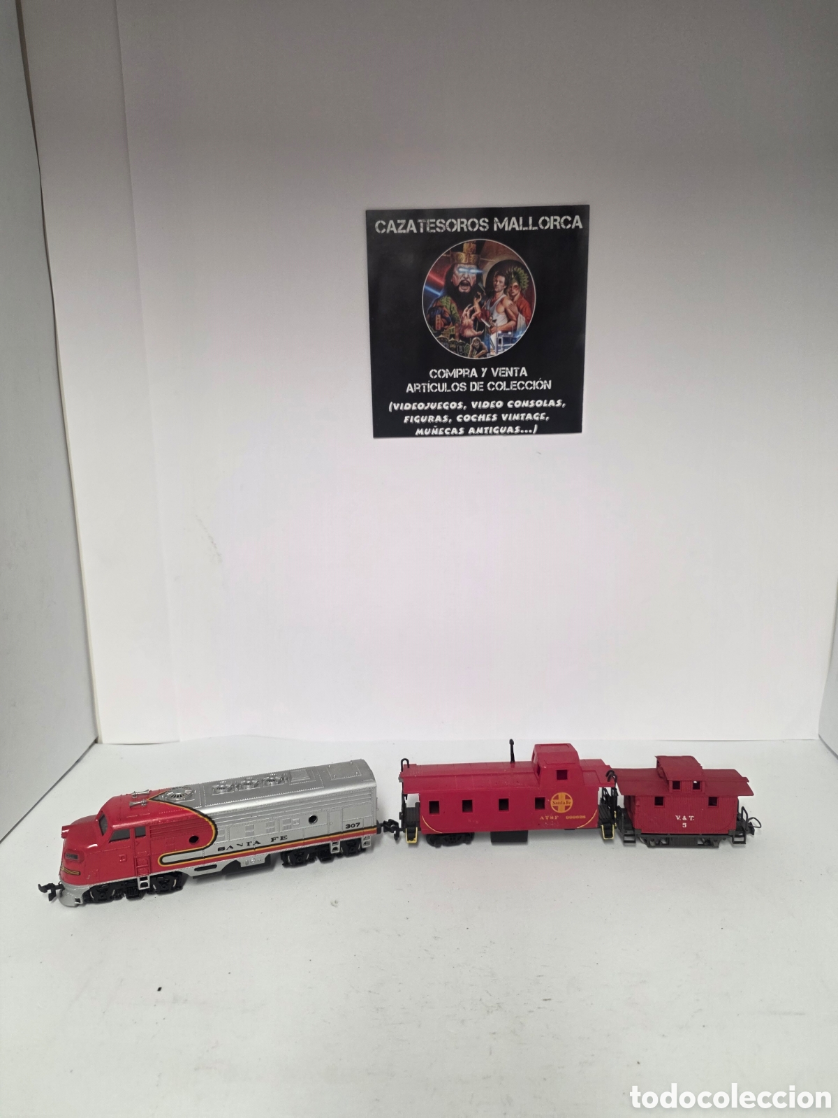 Trenes Escala: Tren HO Santa Fe locomotora di&eacute;sel + 2 vagones caboose &ndash; maqueta ferroviaria