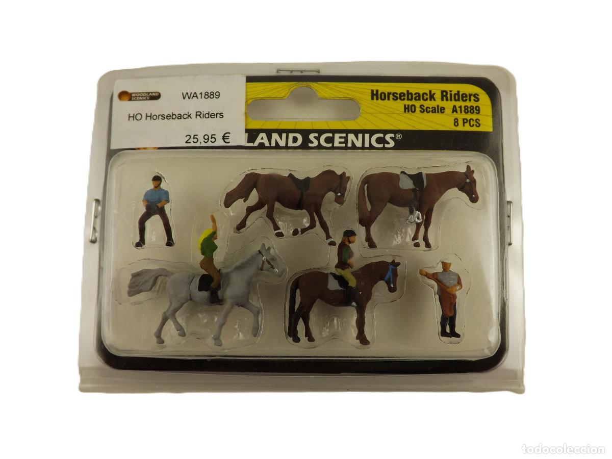 Trenes Escala: Woodland Scenics H0 Personajes para maquetas H0 Caballos y Jinetes